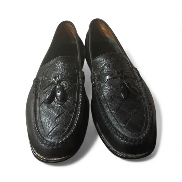 H.S. Trask Bozeman Montana Men Tassel Leather Loafer Shoes Size 10M Black Brazil - Picture 3 of 7